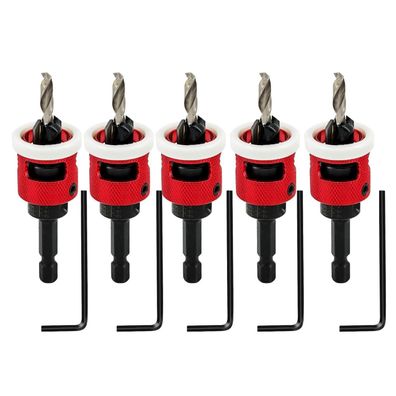 Focstol Bohrsenker mit Tiefenanschlag, 5 Stück 4,8mm Kegelsenker-Bohrer-Set mit