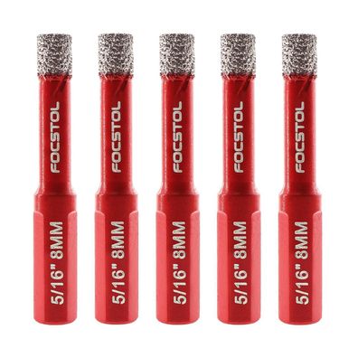 Focstol Diamant Fliesenbohrer Set - 5 Stück 8mm Vakuumgelötete Lochsäge mit