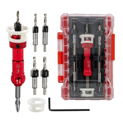 Focstol Senkbohrer Set mit Tiefenanschlag - 5 Stück (3,2-4,8mm) Kegelsenker für