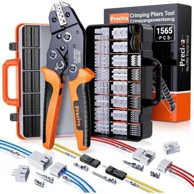 Preciva Crimpzange Set 1565tlg mit Koffer - 29 Steckertypen für Elektronik