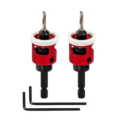 Focstol Bohrsenker-Set mit Tiefenanschlag, 2 Stück 3,2mm HSS-Bohrer, 6,35mm