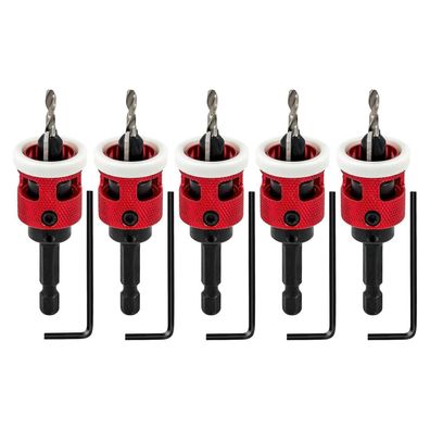 Focstol 5er Set Bohrsenker 3,6mm Kegelsenker mit Tiefenanschlag und 6,35mm