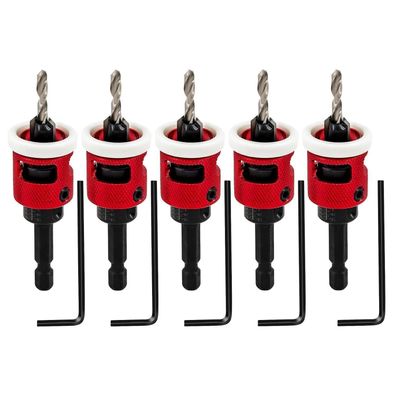Focstol Bohrsenker mit Tiefenanschlag - 5er Set 4mm Kegelsenker mit 6,35mm