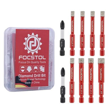 Focstol Diamant Fliesenbohrer Set 10tlg. mit Schnellwechsel-Sechskantschaft für