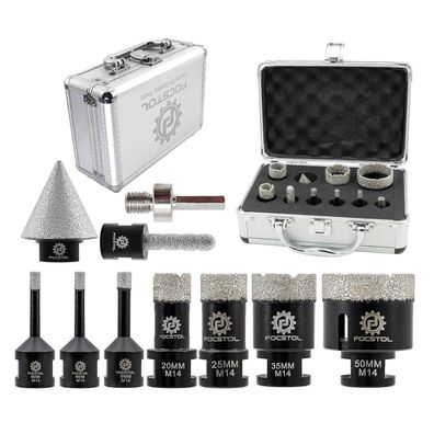 Focstol Diamant Fliesenbohrer Set 10-teilig mit Fingerfräser, Fasenbohrer