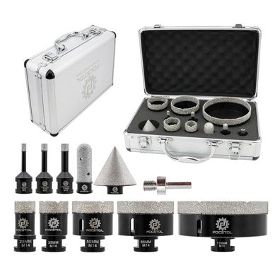 Focstol Diamant Fliesenbohrer Set 11tlg M14 Lochsäge für Fliesen, Marmor, Granit