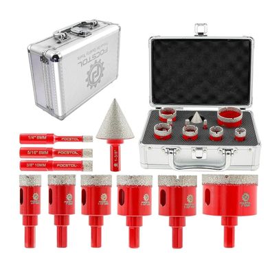 Focstol Diamant Fliesenbohrer Set 10tlg. inkl. Fasenbohrer für Fliesen
