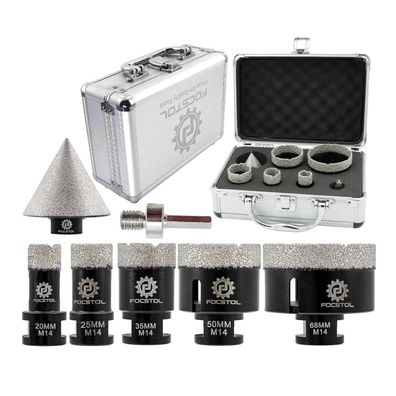 Focstol Diamant Fliesenbohrer Set 7tlg. (20-68mm) mit Fasenbohrer & Adapter