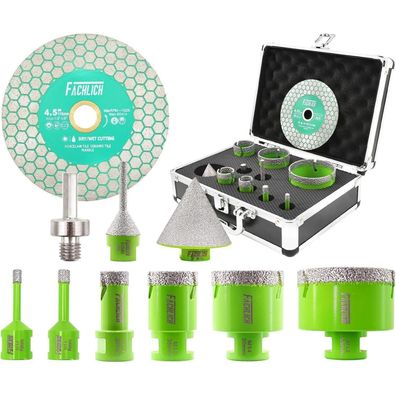Fachlich Diamant Fliesenbohrer Set 6-68mm M14 mit Trennscheibe & Transportbox