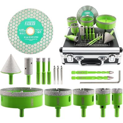 Fachlich Diamant Fliesenbohrer Set 6-100mm mit 115mm Trennscheibe - Lochsäge