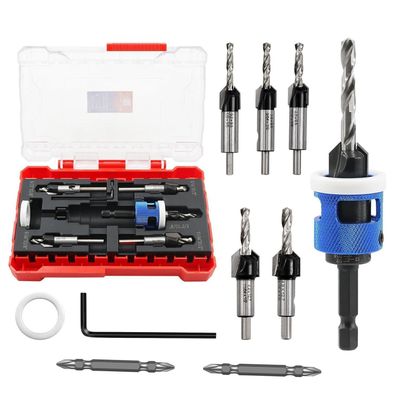 Brschnitt Senkbohrer Set mit Tiefenanschlag, Hartmetallbestückter HSS Senker