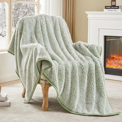 EMME Sherpa Fleecedecke 127 x 152,4 cm, ultraweich und warm für Couch und Sofa