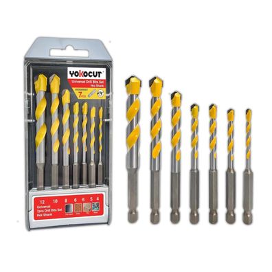 Yokocut Universalbohrer Set Profi 7-tlg - Multifunktionale Bohrer für Metall