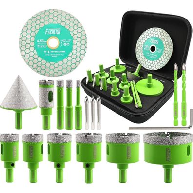 Fachlich Diamant Fliesenbohrer Set 6-65mm mit 115mm Trennscheibe und