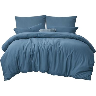 Ruikasi Bettwäsche 200x220 cm, 3-teilig, Denimblau Mikrofaser, Oeko-TEX, mit