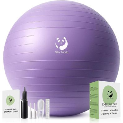 Slim Panda Gymnastikball 75CM hellviolett - Explosionsgeschützt, mit Pumpe, für
