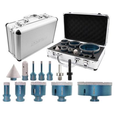 Minlaycut Diamantbohrer Set 12-tlg. mit Adaptern für Fliesen, Granit, Marmor