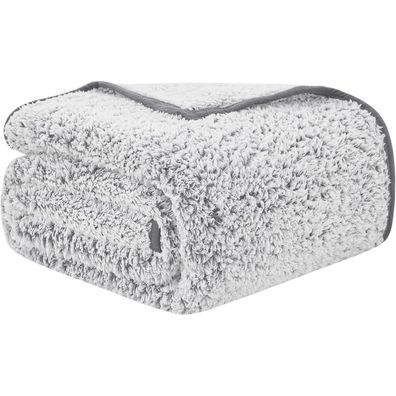 EMME Sherpa Kuscheldecke 230x270 cm Grau - Flauschig, Dick, Elegant, Wendbar