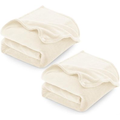 CozyLux Kuscheldecke Flauschig 2er Set, 150x200 cm, Creme - Weich & Warm für 4