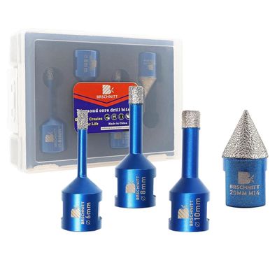 Brschnitt Diamantbohrer Set 6/8/10mm & 20mm Fasenbohrer für Fliesen, Granit