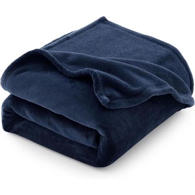 CozyLux Kuscheldecke XXL 230x270 cm, Flanell Fleecedecke Marine Blau für 4