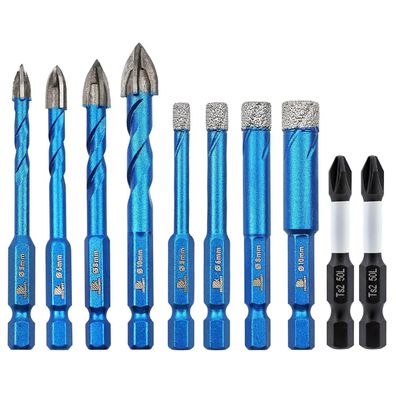 Brschnitt Diamant Fliesenbohrer & Schrauberbit Set Ø5-10mm, 10-teilig
