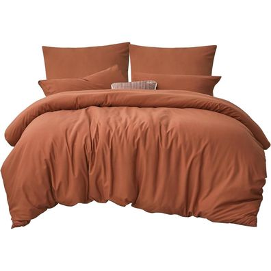 Ruikasi Bettwäsche 200x200 Orange Gebrannt 3-teilig Mikrofaser, weich