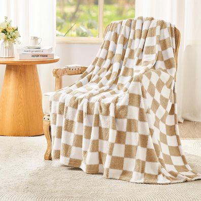 EMME Kuscheldecke Kariert 150x200 cm - Flauschige Sofadecke aus Mikrofaser