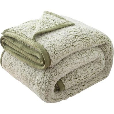 EMME Sherpa Kuscheldecke, 230x270 cm, Salbei - Flauschig, warm und elegant für