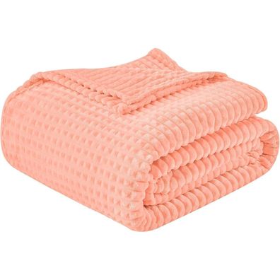 EMME Kuscheldecke 150x200cm, Flauschige Fleecedecke mit 3D-Touch-Erlebnis, Rosa