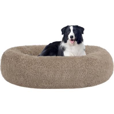 HMTOPE Orthopädisches Hundebett rund, Donut-Form, Kuschelig, Waschbar, 90 cm Ø