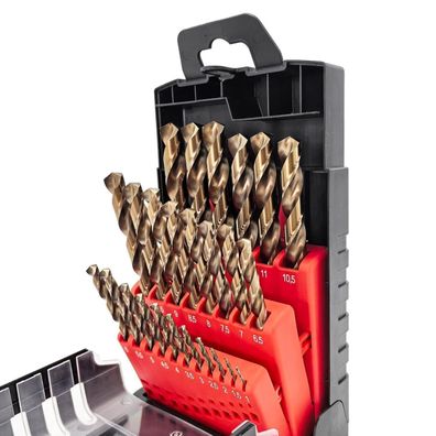 GVHAKG HSS-E M35 Kobalt Spiralbohrer-Set 25-teilig für Metall, Edelstahl