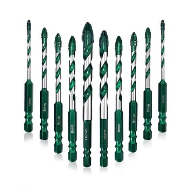 GVHAKG Sägezahnung Fliesenbohrer Exzenterbohrer-Set 10 tlg, Glasbohrer Set mit