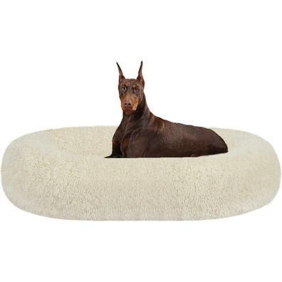 HMTOPE Orthopädisches Hundebett rund, 120 cm Ø, Beige - Kuschelig & Waschbar