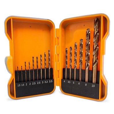 GVHAKG 15tlg HSS-E M35 Kobalt Spiralbohrer Set für Metall, Edelstahl, Aluminium