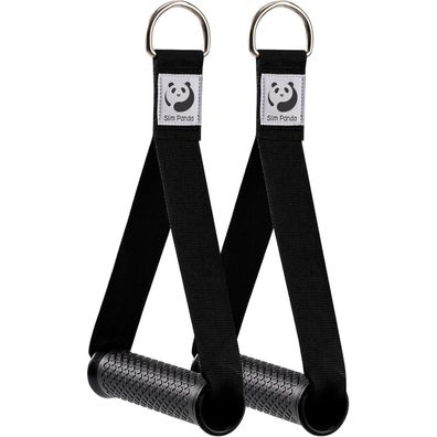 Slim Panda 2 Stück Latzuggriffe für Fitnessbänder & Kabelzug - Schwarz