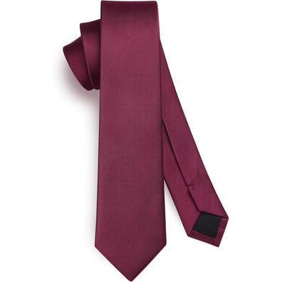 Hisdern Herren Krawatte Schmal Einfarbig Seide 6cm Kastanienbraun - Elegant für