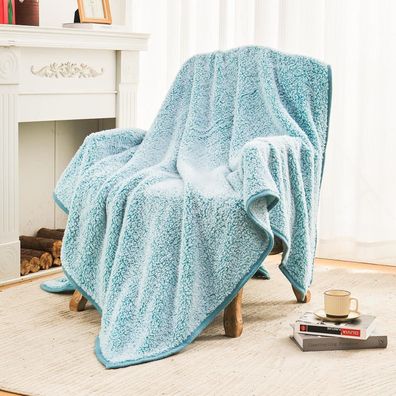 EMME Sherpa Kuscheldecke, 152x203cm, extra weich und warm, wendbar, Türkisblau