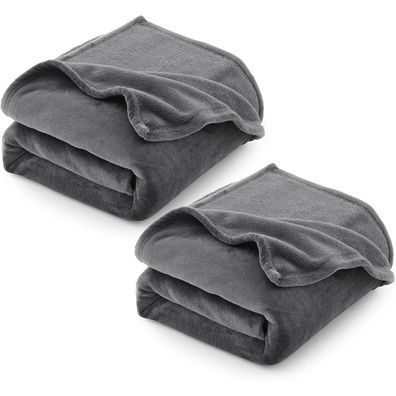 CozyLux Kuscheldecke 2er Set, Flauschig & Weich, 150x200 cm, Grau, für 4
