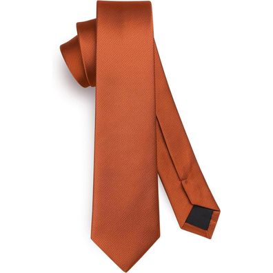 Hisdern Herren Schmale Krawatte 6cm Einfarbig Seide Orange - Elegant für