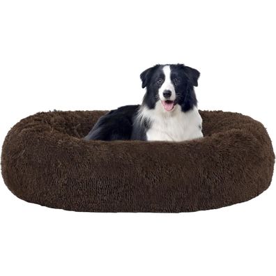 HMTOPE Orthopädisches Hundebett rund, 90 cm Ø, Braun - Kuschelig & Waschbar