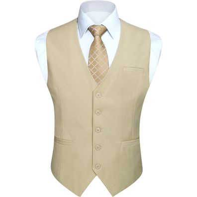 Hisdern Herren Formale Weste aus Baumwolle, Einfarbig, Champagner (XS Z1)