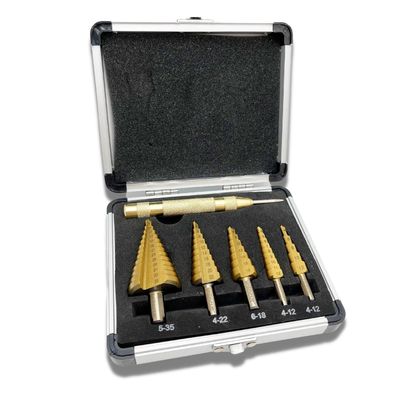 Yokocut Stufenbohrer-Set, 6-teilig, HSS 4241, Titanbeschichtet, mit
