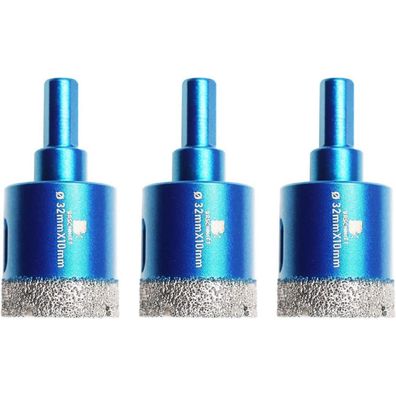 Brschnitt Diamant Trockenbohrer 32mm - 3er Set Bohrkrone für harte Materialien