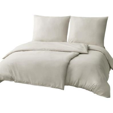 Ruikasi Bettwäsche 135x200 Beige 4-teilig - Mikrofaser Bettwäsche-Set mit