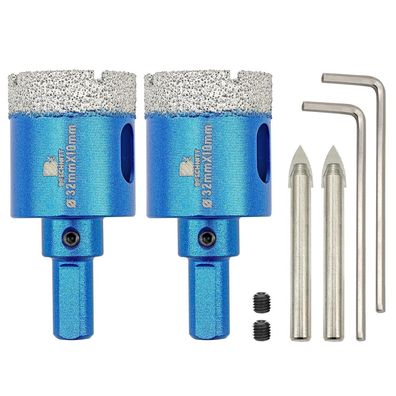 Brschnitt Diamant Fliesenbohrer 32MM Lochsäge mit Zentrierbohrer, 2 Stück