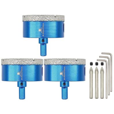 Brschnitt Diamant Fliesenbohrer 68mm, 3er Set mit Zentrierbohrer, für harte