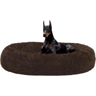 HMTOPE Orthopädisches Hundebett rund, 120 cm Ø, Braun - Kuscheliges Hundekissen