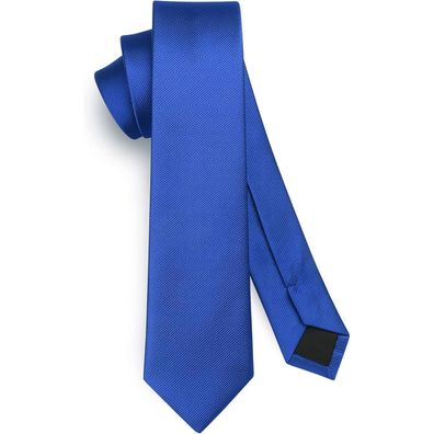 Hisdern Herren Schmale Krawatte 6cm Blau - Elegante Seidenkrawatte für