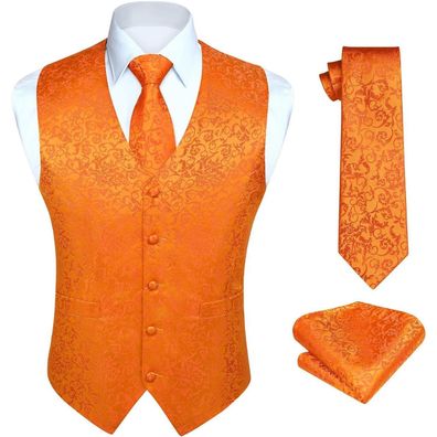 Hisdern Herren Floral Hochzeit Weste Krawatte Einstecktuch Jacquard Anzug Set